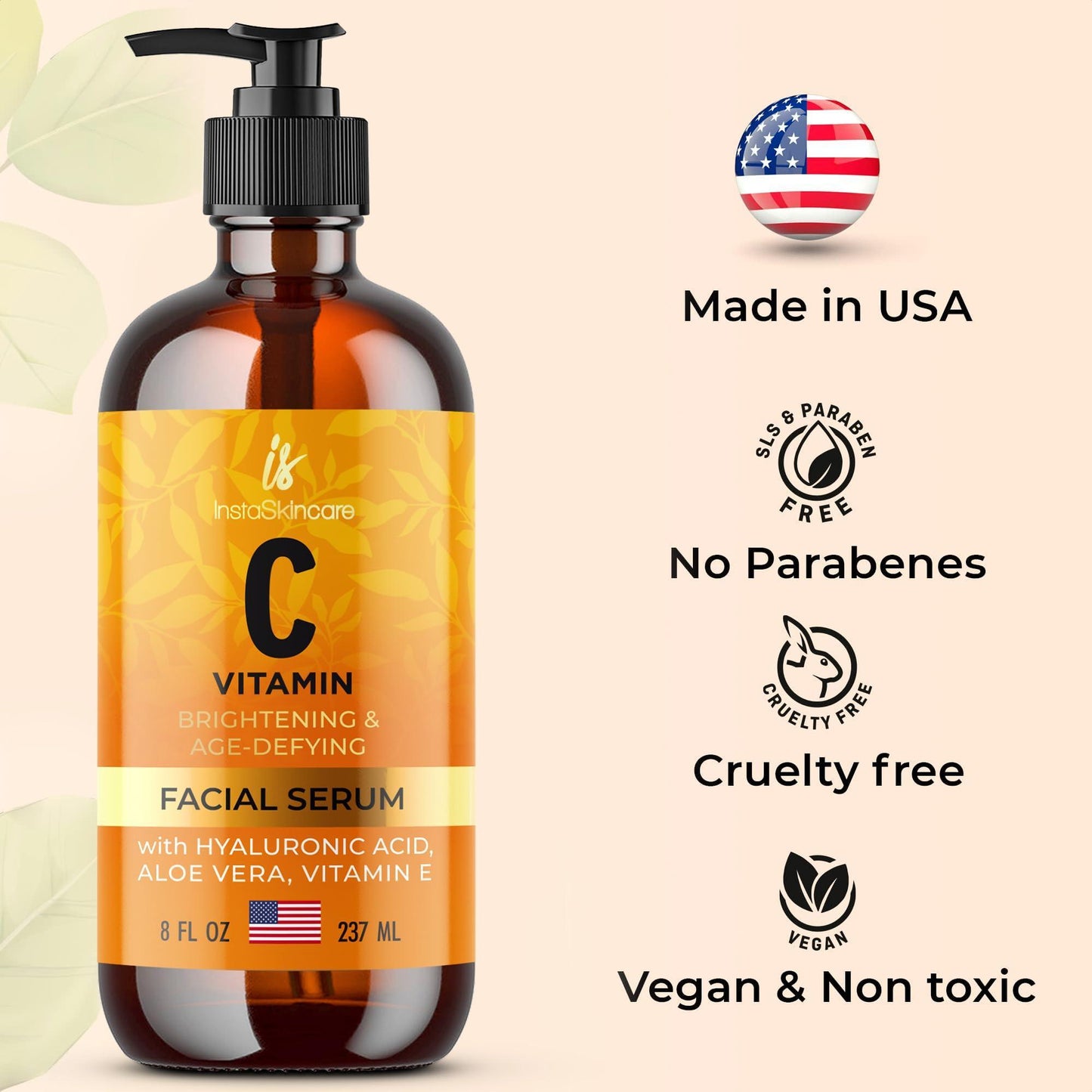 Vitamin C Serum for Face and Eyes with Hyaluronic Acid and Vitamin E