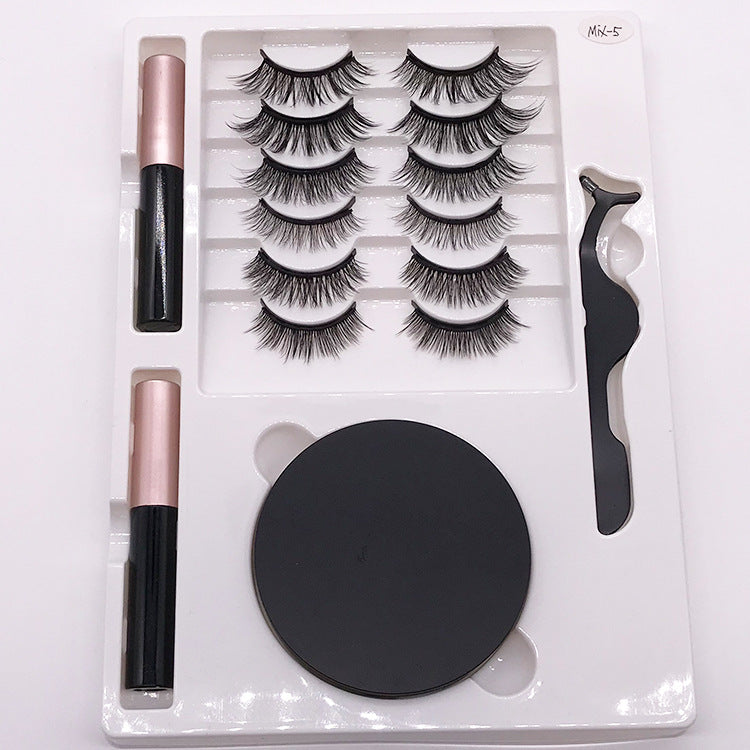 Eight Pairs Of Magnet False Eyelashes With Round Box Mirror Magnetic I