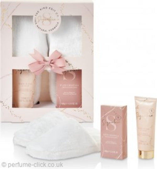 The Kind Edit Co. Signature Slippers Gift Set 150ml Body Wash + 100g