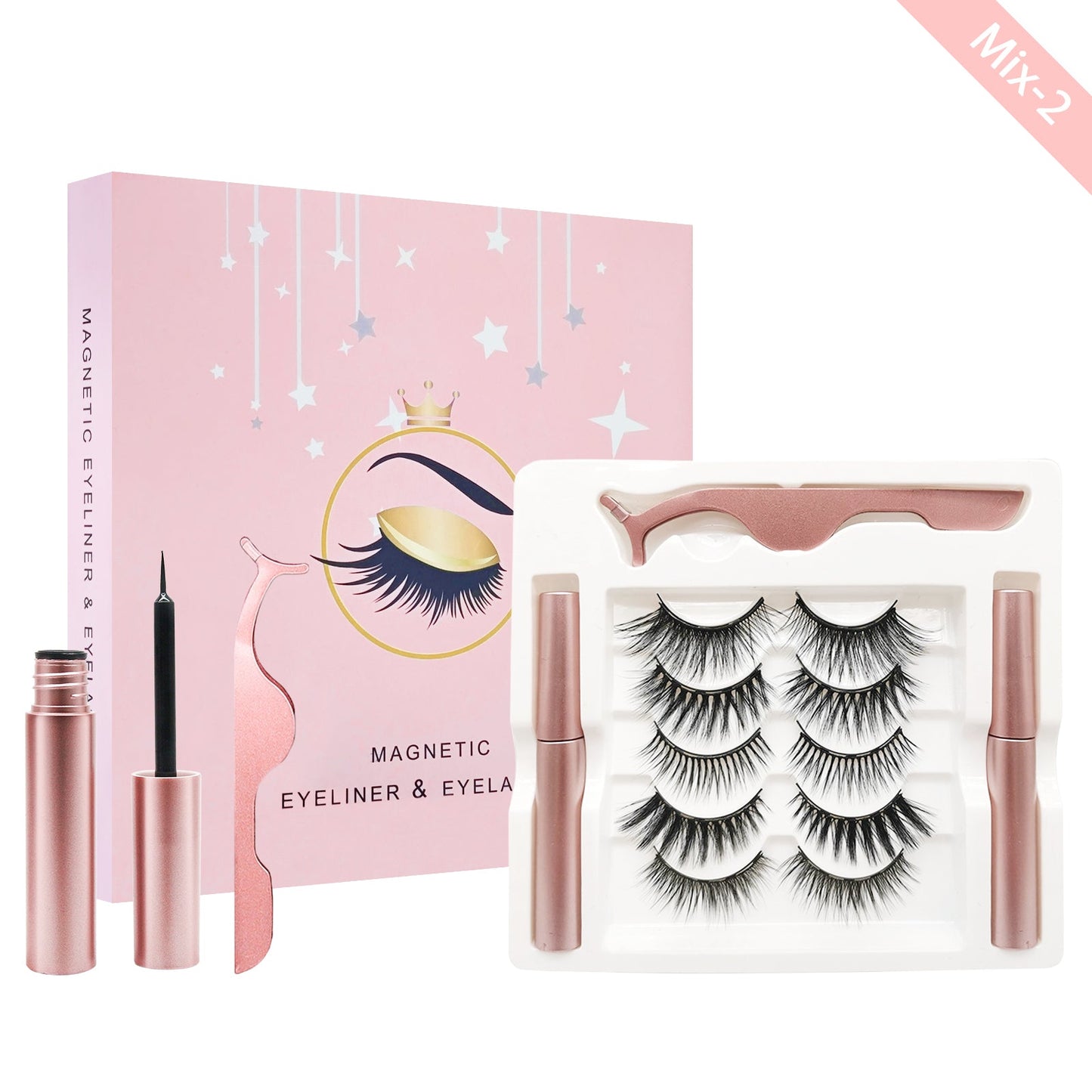 Magnetic Eyelashes with Eyeliner Kit 5 Pairs Magnetic Eyelashes with 2