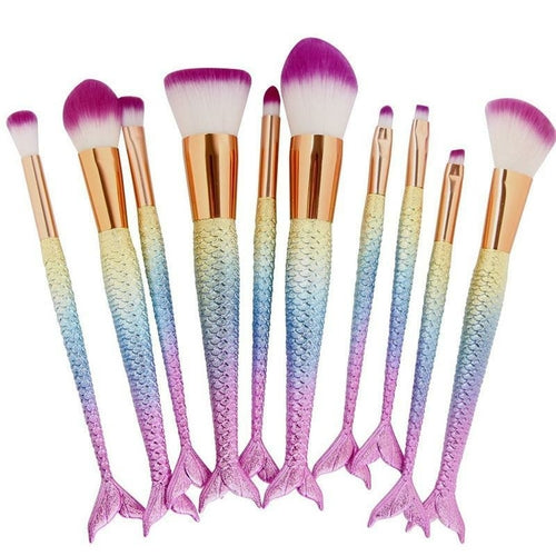 High Quality 10 Makeup Fishtail Brushes