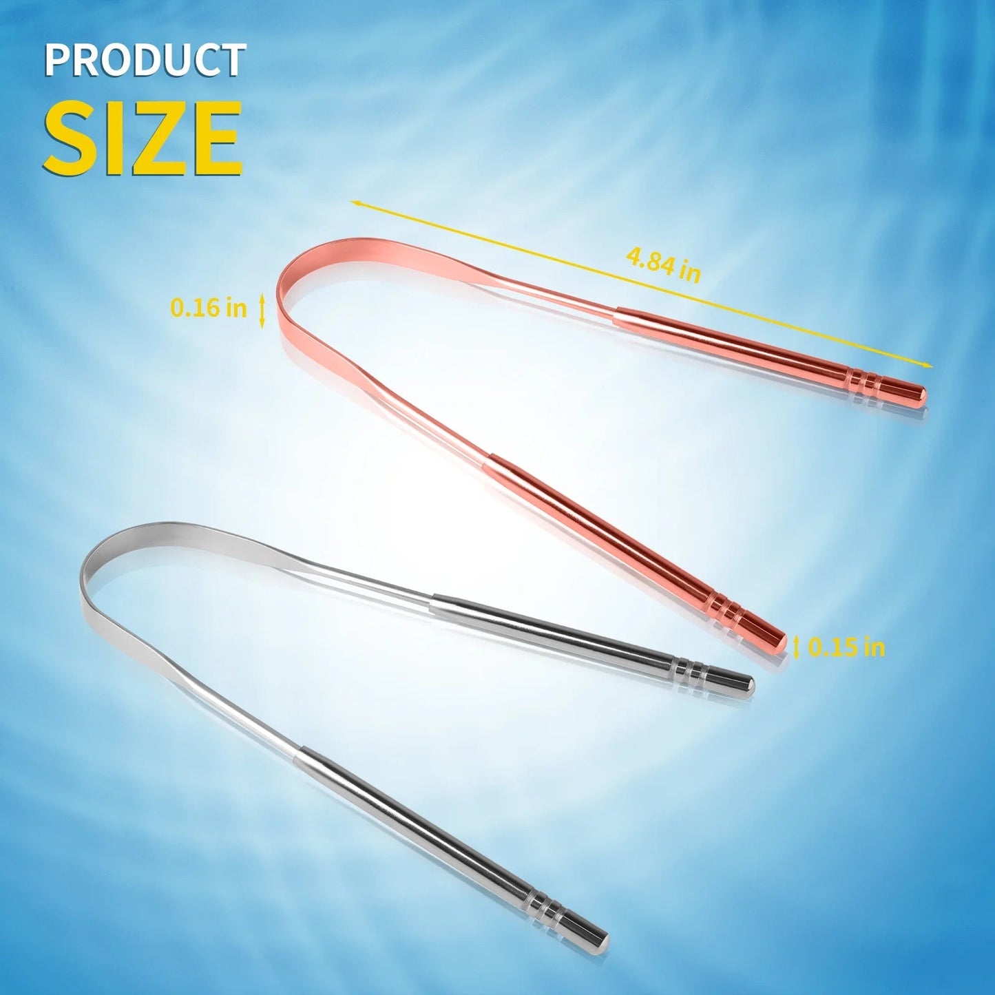 2 Pcs Tongue Scrapers with Portable Case Stainless Steel Material Bad