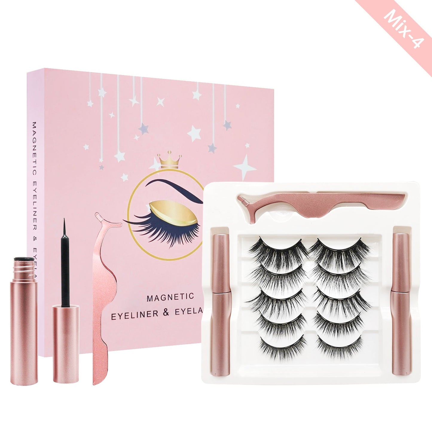 Magnetic Eyelashes with Eyeliner Kit 5 Pairs Magnetic Eyelashes with 2