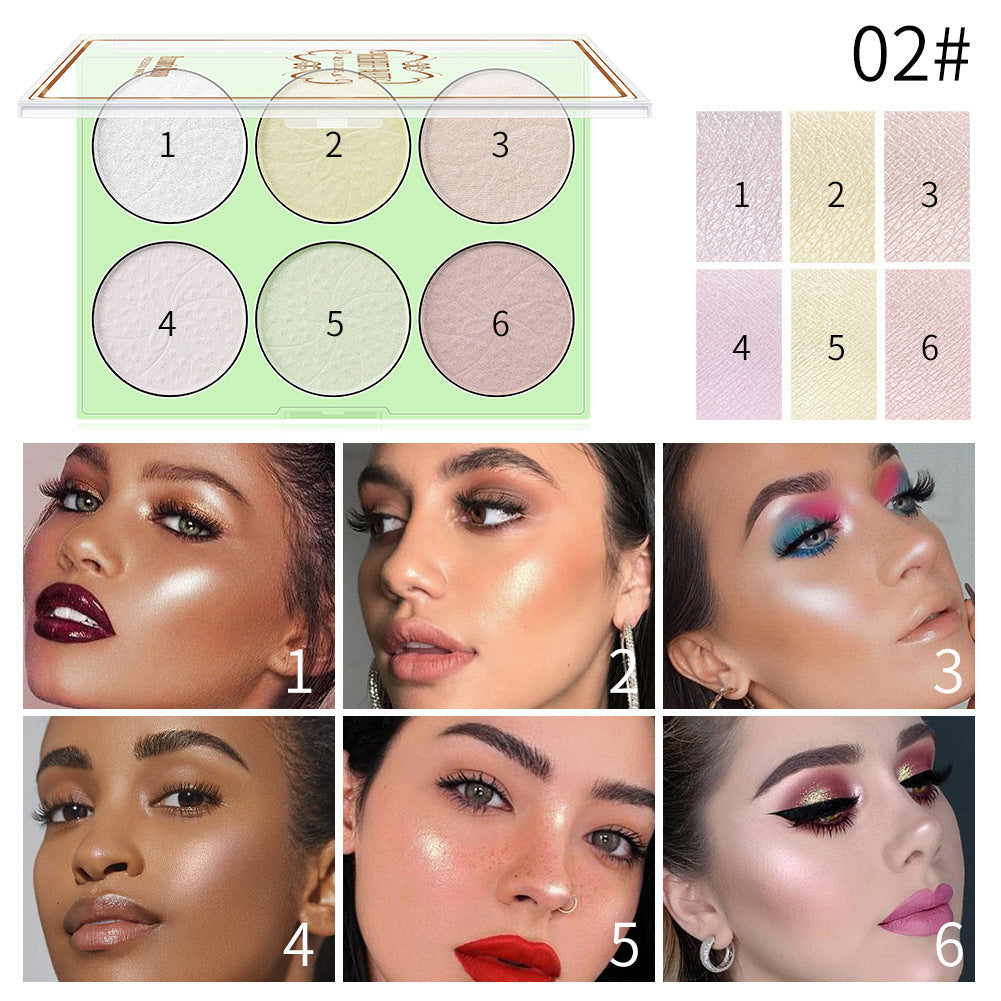 Romantic Beauty 6-Color Highlighter Pearl Brightening Repair Palette M