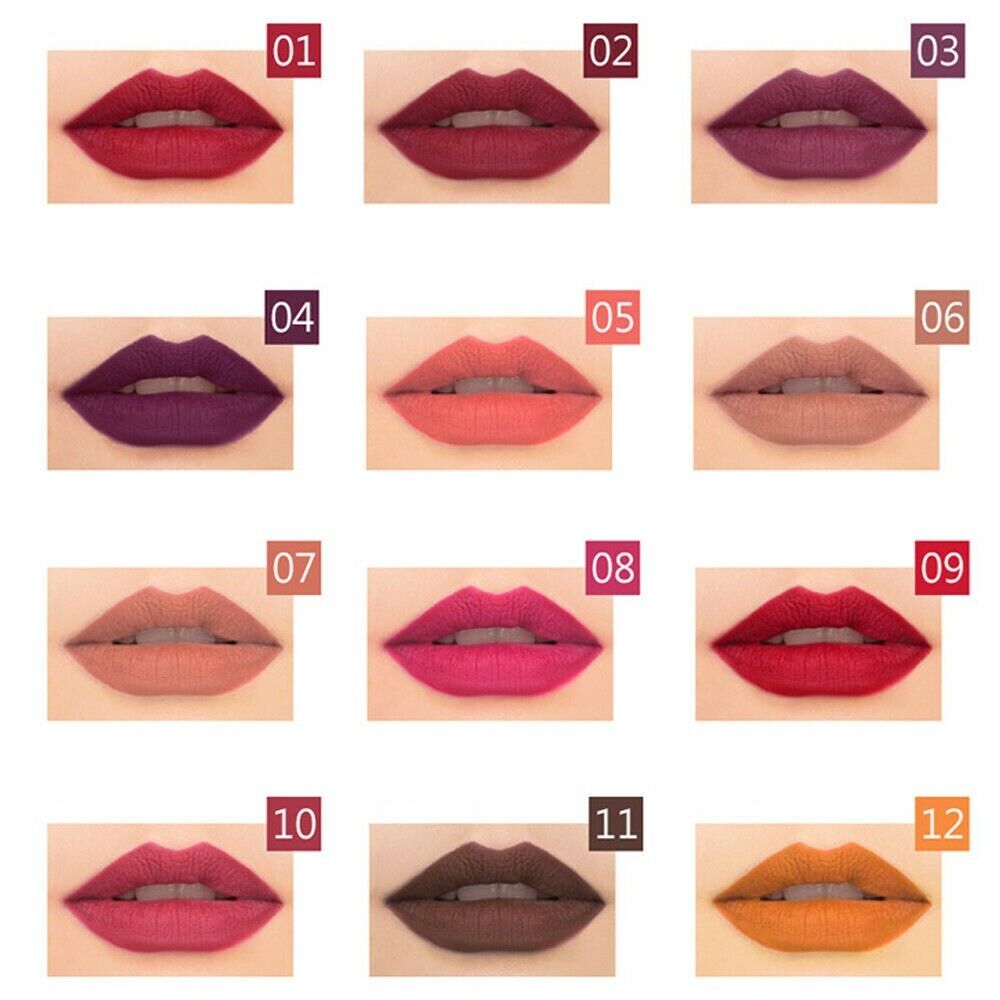 12Pcs Women Waterproof Lipstick Long Lasting Matte Lip Liner Pencil