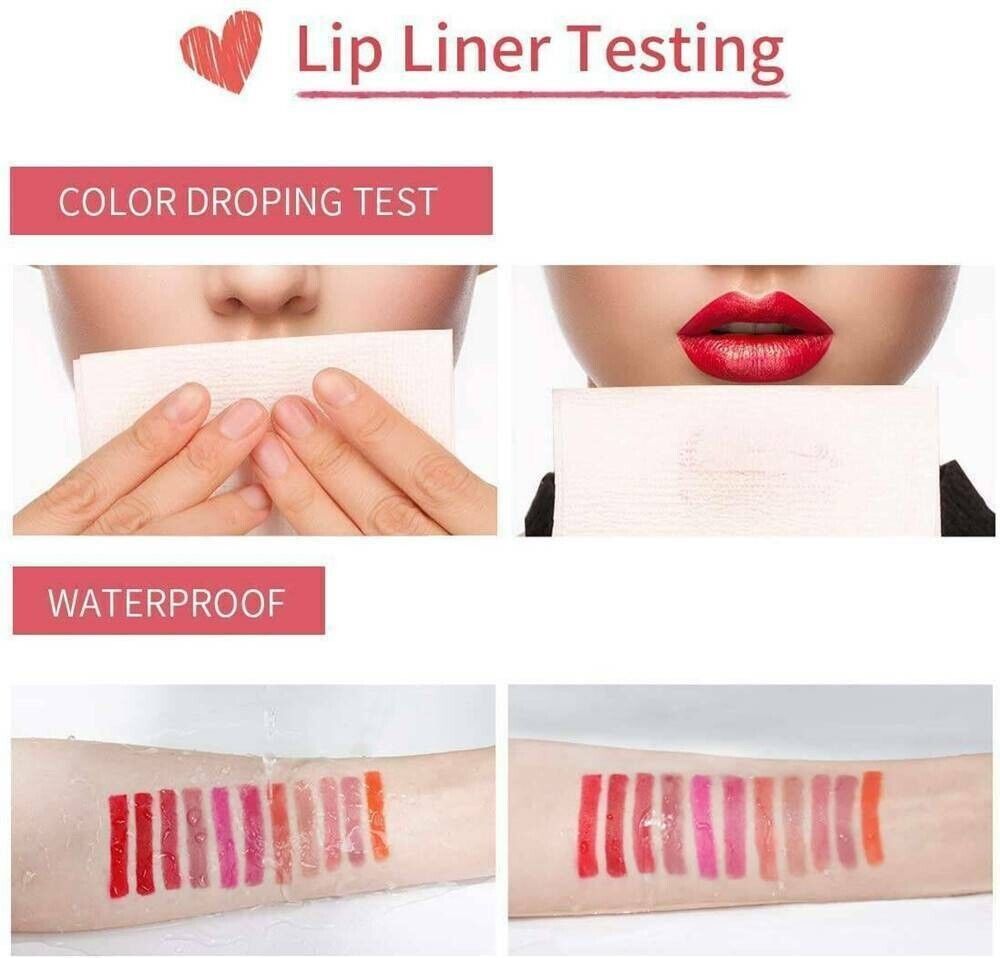 12Pcs Women Waterproof Lipstick Long Lasting Matte Lip Liner Pencil