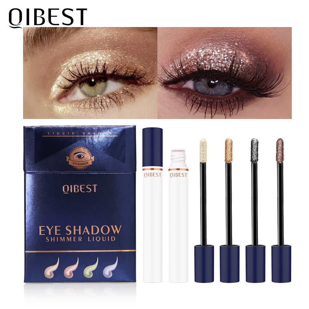 QIBEST Smoke Tube Eye Shadow Set Diamond Pearl Liquid Eye Shadow Shini