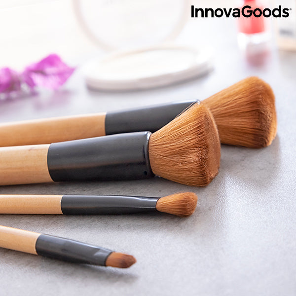 Set of Wooden Make-up Brushes with Carry Case Miset InnovaGoods 5