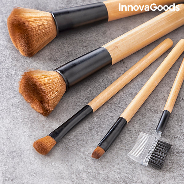 Set of Wooden Make-up Brushes with Carry Case Miset InnovaGoods 5