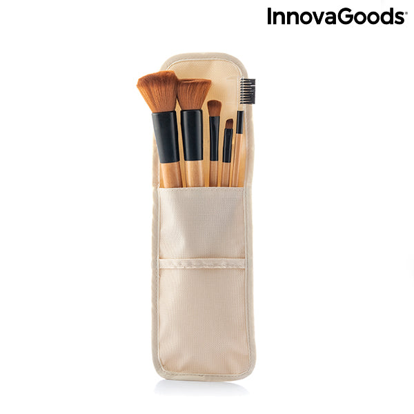 Set of Wooden Make-up Brushes with Carry Case Miset InnovaGoods 5