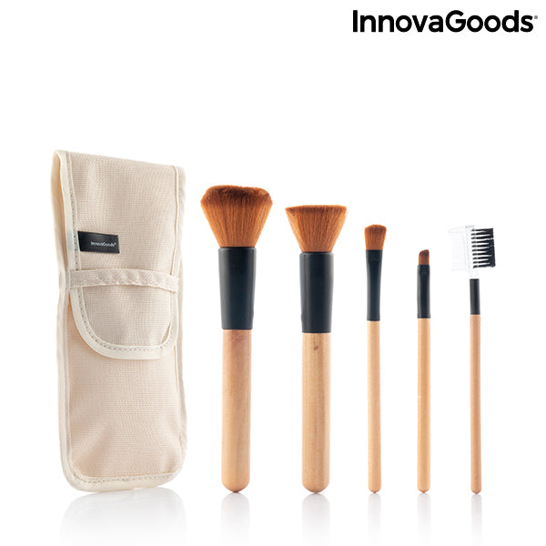 Set of Wooden Make-up Brushes with Carry Case Miset InnovaGoods 5