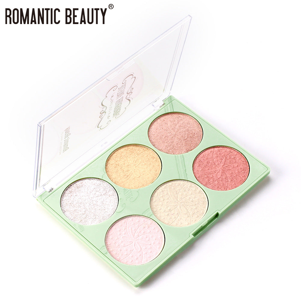 Romantic Beauty 6-Color Highlighter Pearl Brightening Repair Palette M