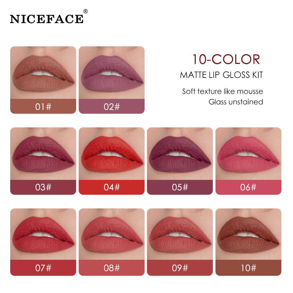 Niceface New Quality Lip Glaze Velvet Matte Lip Glaze Set Matte Non-st