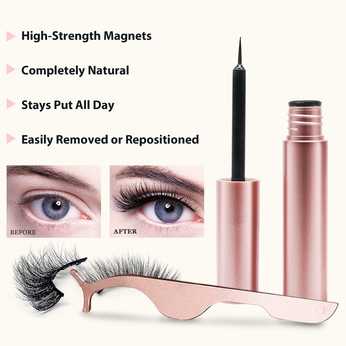 Magnetic Eyelashes with Eyeliner Kit 5 Pairs Magnetic Eyelashes with 2