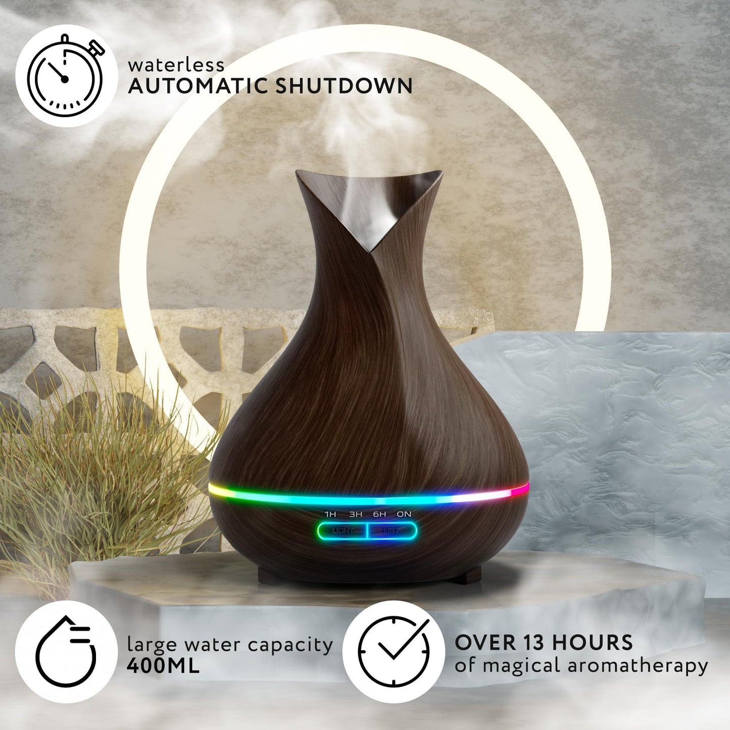 Aromatherapy Diffuser for Essential Oils 400ml Dark Wood Essential Oil