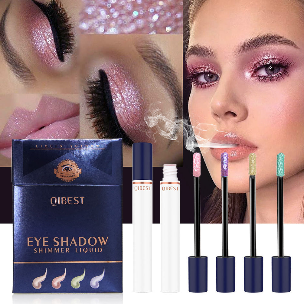 QIBEST Smoke Tube Eye Shadow Set Diamond Pearl Liquid Eye Shadow Shini