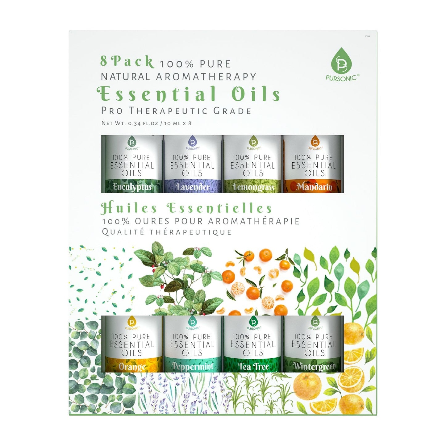 8 pack of 100% Pure Essential Aromatherapy Oils