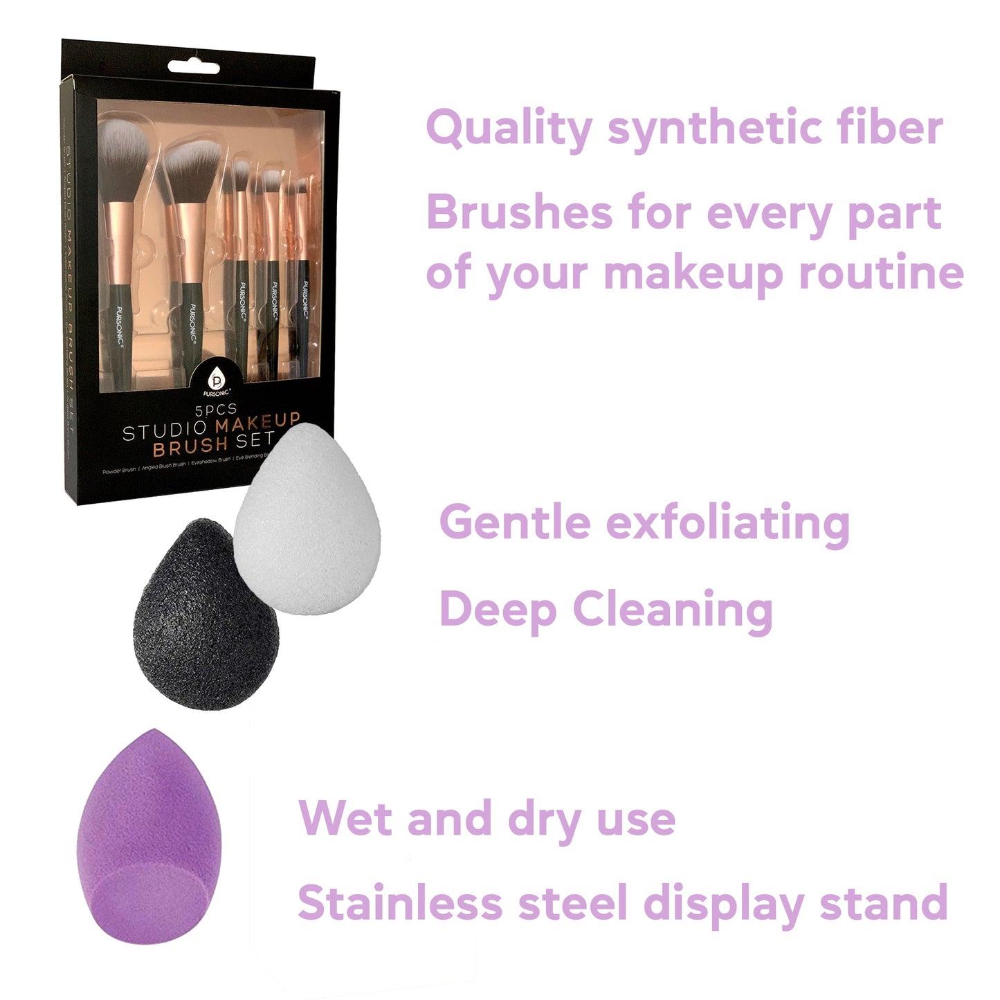 Beauty Essentials Bundle: Facial Makeup Blender Sponge + Natural