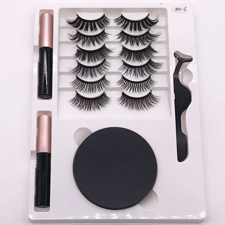 Eight Pairs Of Magnet False Eyelashes With Round Box Mirror Magnetic I