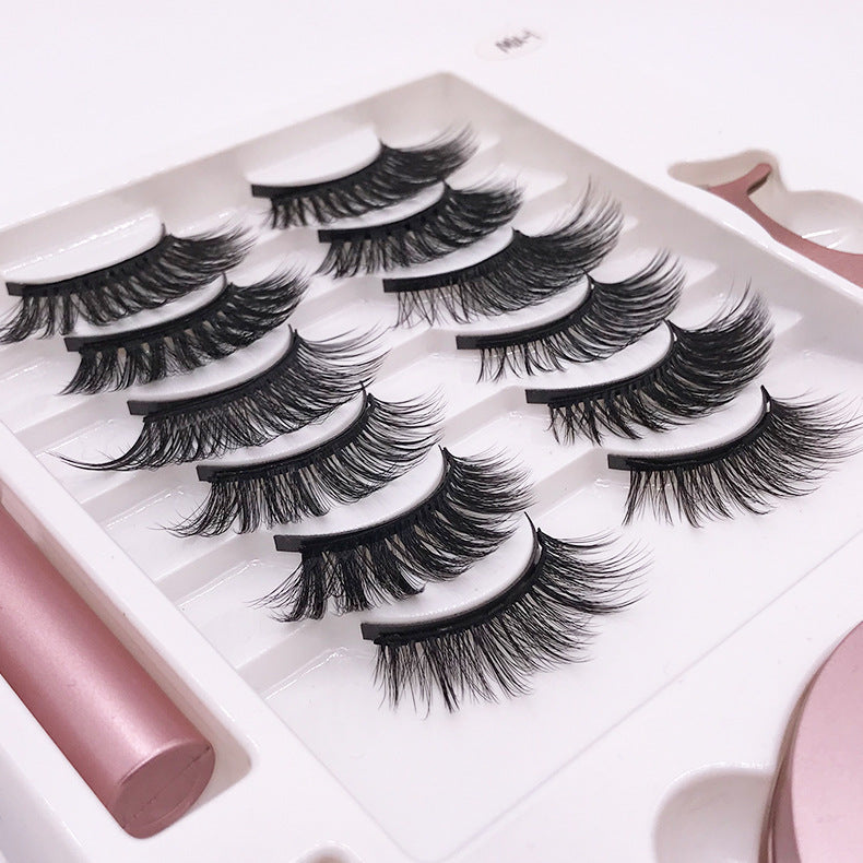 Eight Pairs Of Magnet False Eyelashes With Round Box Mirror Magnetic I