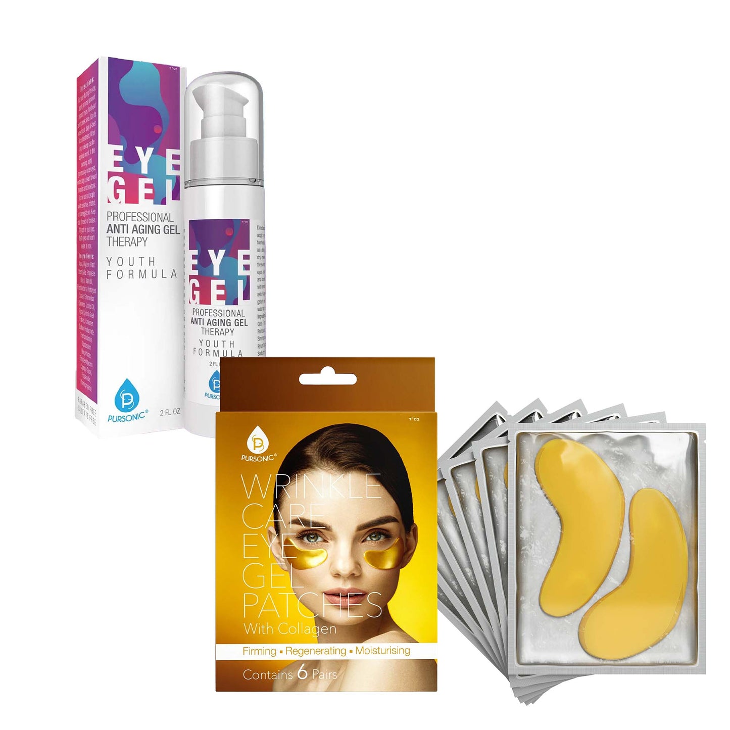 Pursonic Youthful Eyes Bundle: Professional Anti Aging Eye Gel 2 Oz &