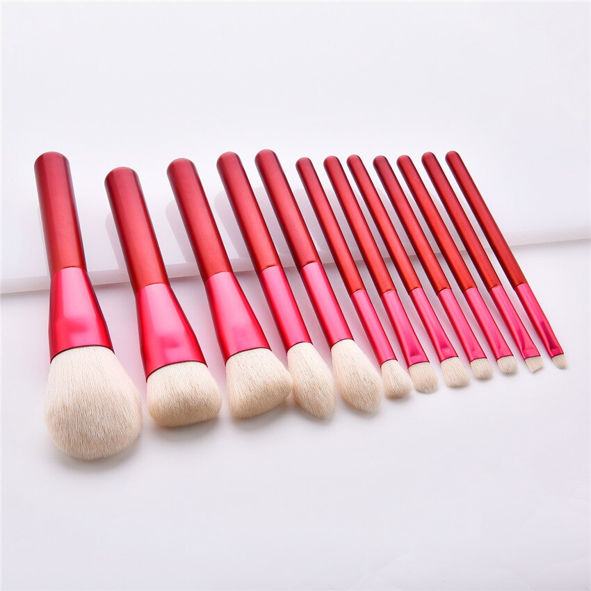 12pcs Red Wood Makeup Brushes Set Bronzer Sculpting Blush Concealer