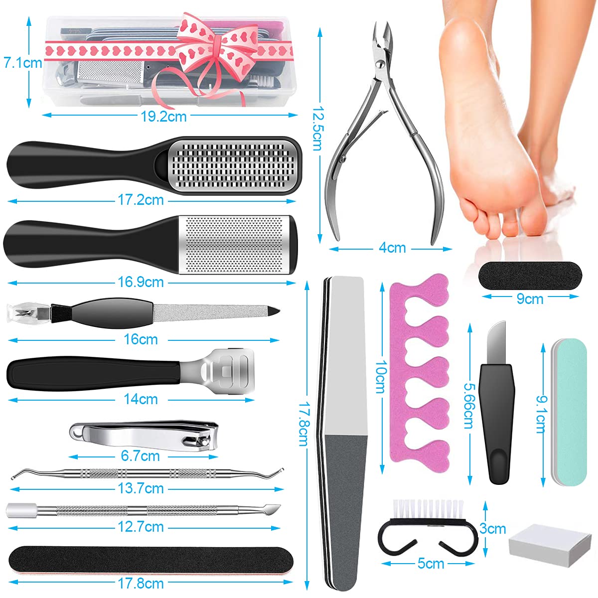 23 in 1 Professional Pedicure Tools Set Foot Care Scrubber Pedicure