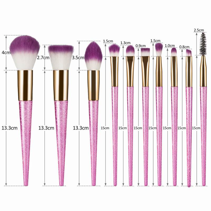 Professional 10pcs Makeup Brushes set Gradient Fan Powder Foundation