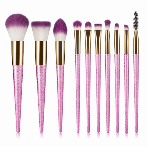 Professional 10pcs Makeup Brushes set Gradient Fan Powder Foundation