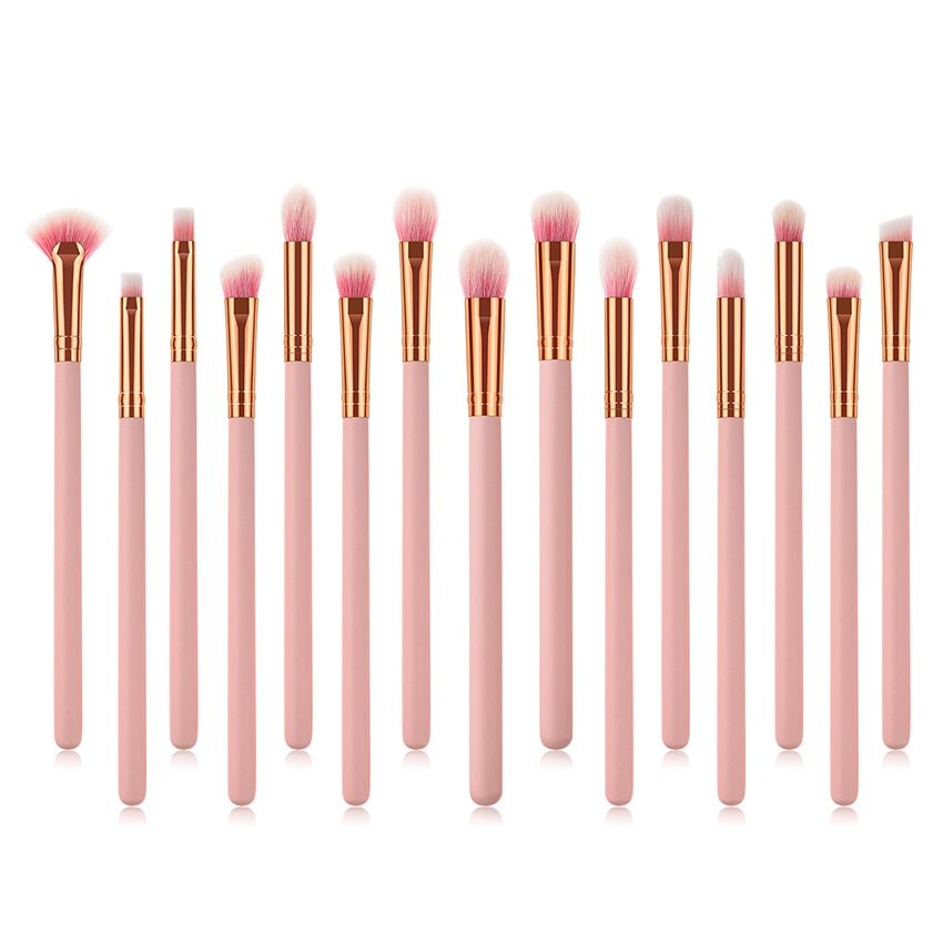 15pcs Wood Aluminum Eyes Makeup Brushes Set Beauty Tools Eyeshadow