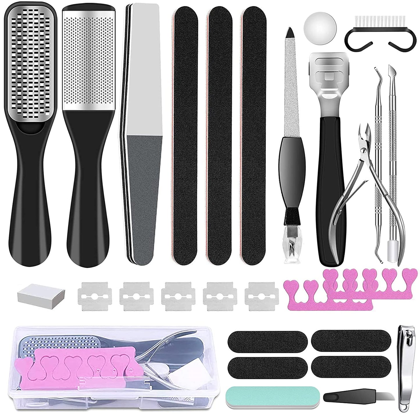 23 in 1 Professional Pedicure Tools Set Foot Care Scrubber Pedicure