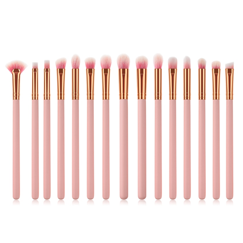 15pcs Wood Aluminum Eyes Makeup Brushes Set Beauty Tools Eyeshadow