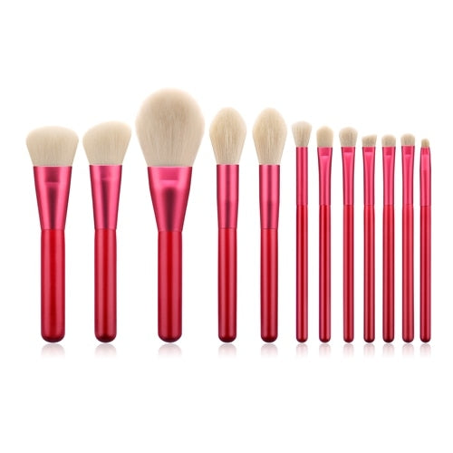 12pcs Red Wood Makeup Brushes Set Bronzer Sculpting Blush Concealer