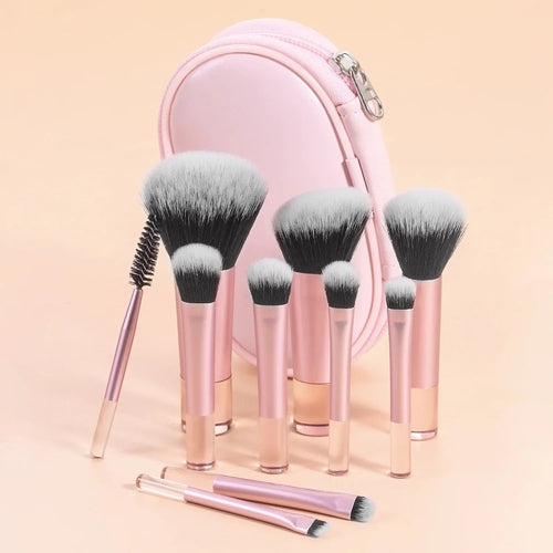 10Pcs Mini Makeup Brush Set Powder Eyeshadow Foundation Blush Blender