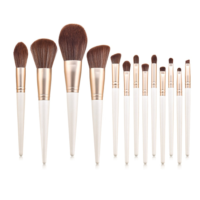 13pcs cone Pearl White Makeup Brushes Set Loose Powder Eyeshadow