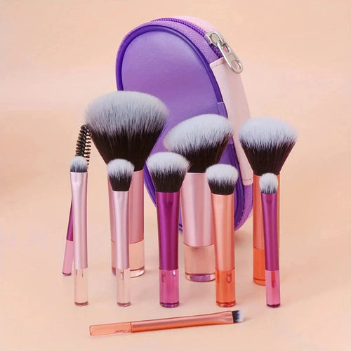 10Pcs Mini Makeup Brush Set Powder Eyeshadow Foundation Blush Blender