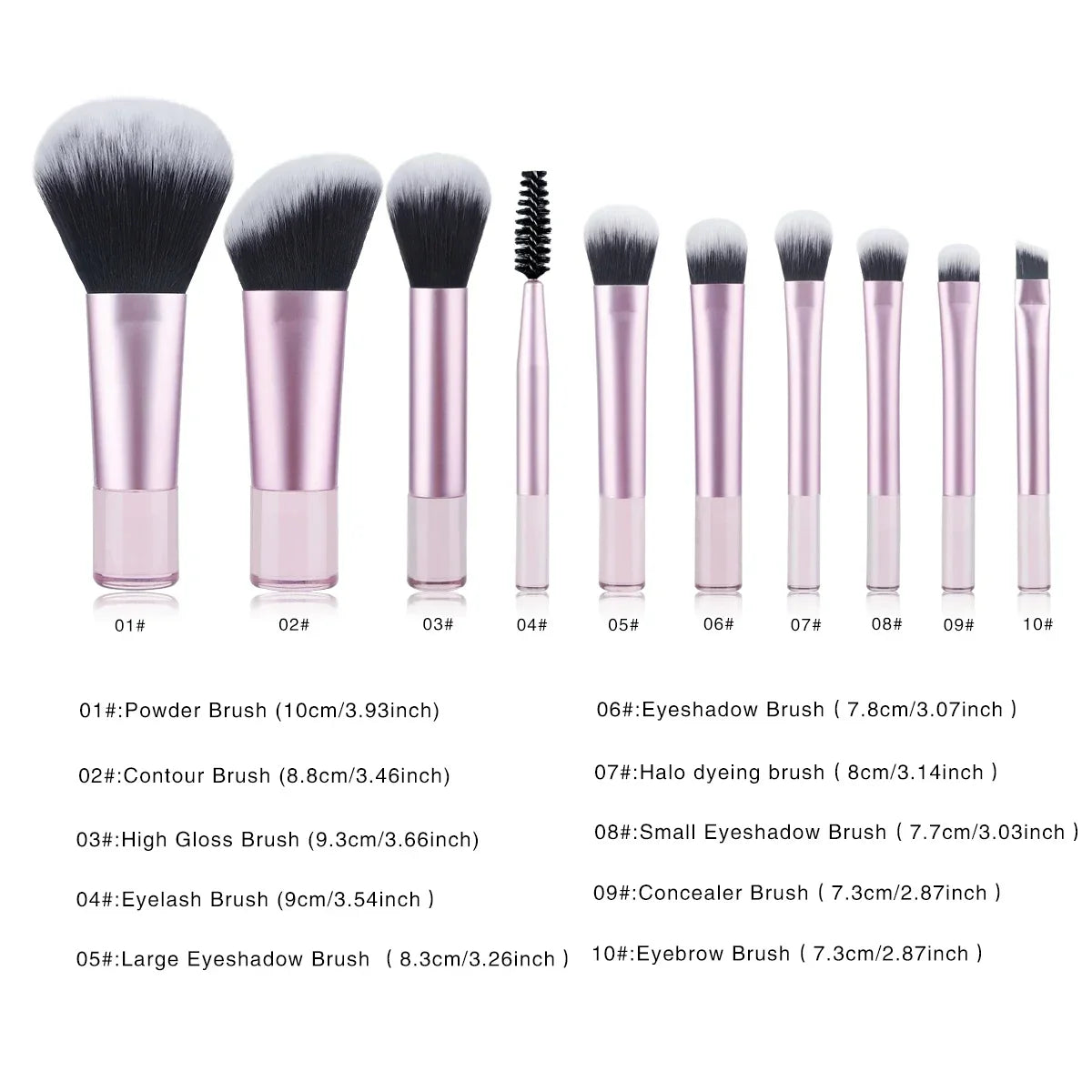 10Pcs Mini Makeup Brush Set Powder Eyeshadow Foundation Blush Blender