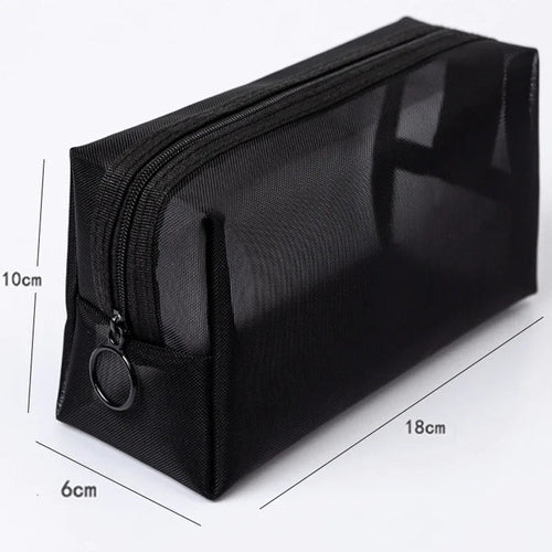 Black Mesh Makeup Bag Women Transparent Cosmetic Bag Small Large