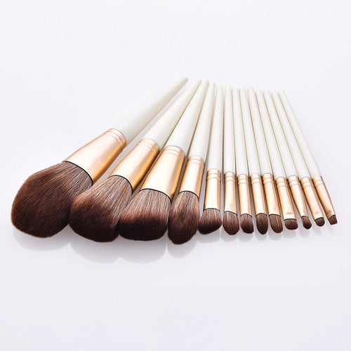 13pcs cone Pearl White Makeup Brushes Set Loose Powder Eyeshadow