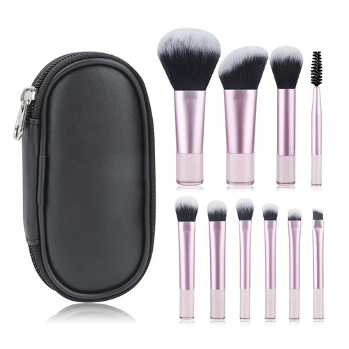 10Pcs Mini Makeup Brush Set Powder Eyeshadow Foundation Blush Blender