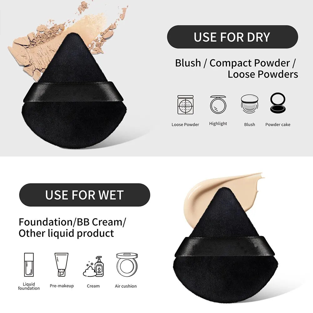 MAANGE 10/12 Pcs Triangle Powder Puff Wet Dry Use For Loose Powder