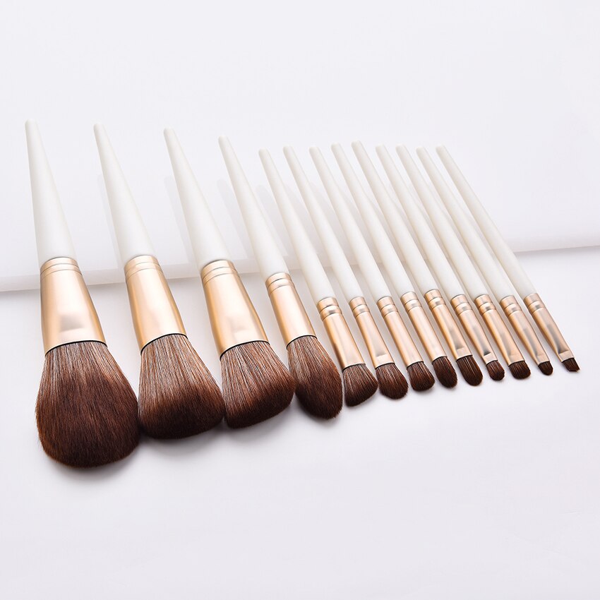 13pcs cone Pearl White Makeup Brushes Set Loose Powder Eyeshadow