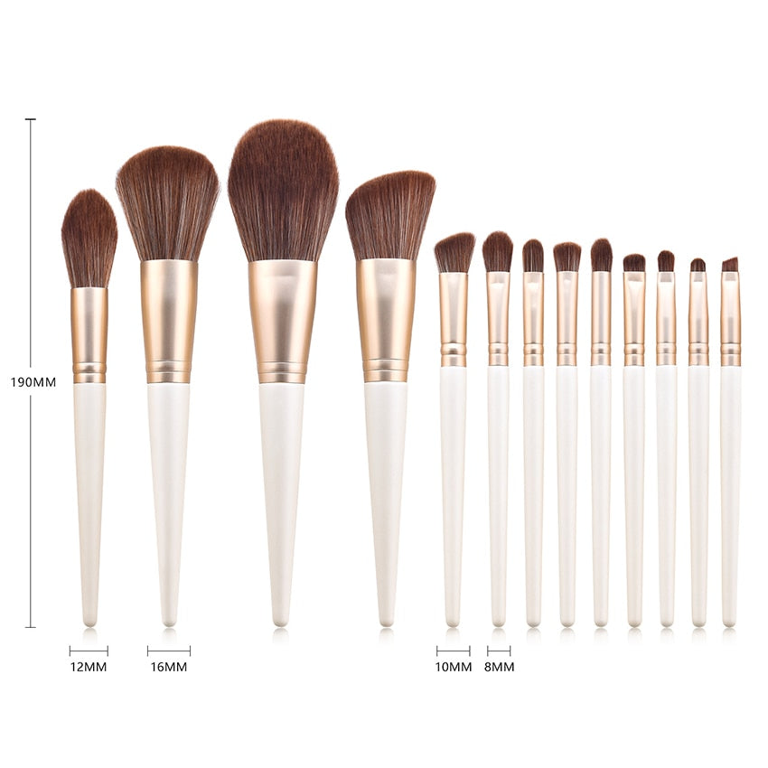 13pcs cone Pearl White Makeup Brushes Set Loose Powder Eyeshadow