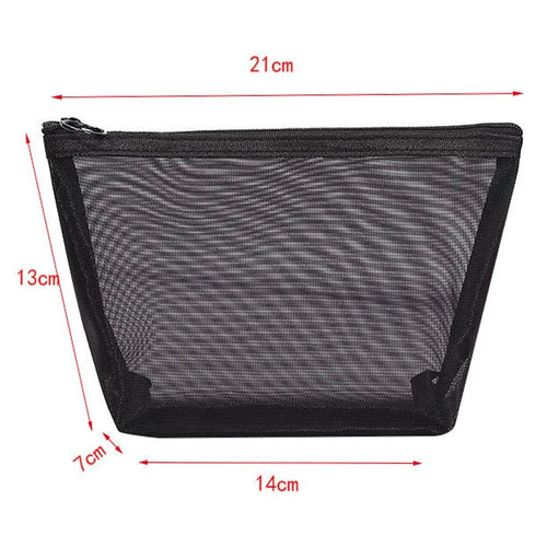 Black Mesh Makeup Bag Women Transparent Cosmetic Bag Small Large