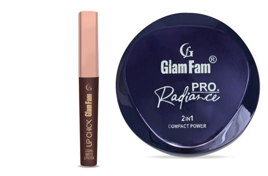 Glamfam Lipchik Liquid Lip Color & Sparkle Skin Compact (Pack of 2)