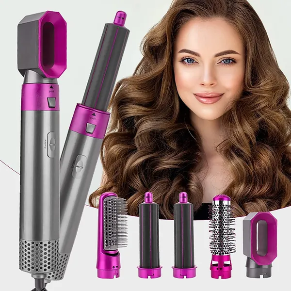 5 In 1 Multifunctional Hot Hair Brush With Dryer & Hair Curler Less