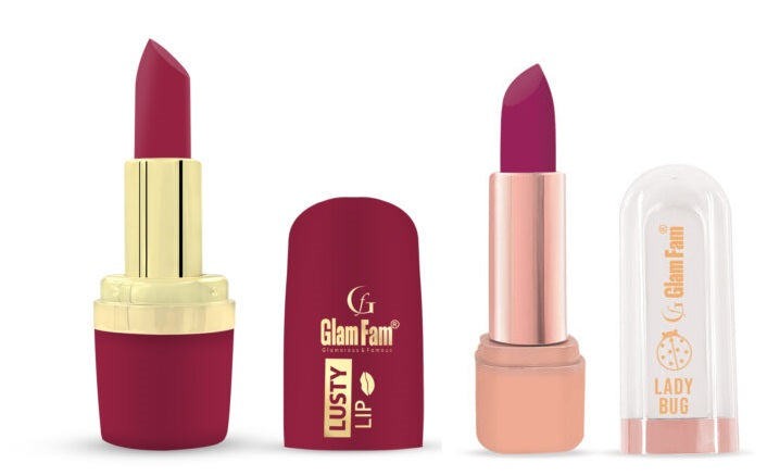 GLAMFAM LUSTY LIP LIPSTICK &  LADY BUG LIPSTICK (PACK OF 2)