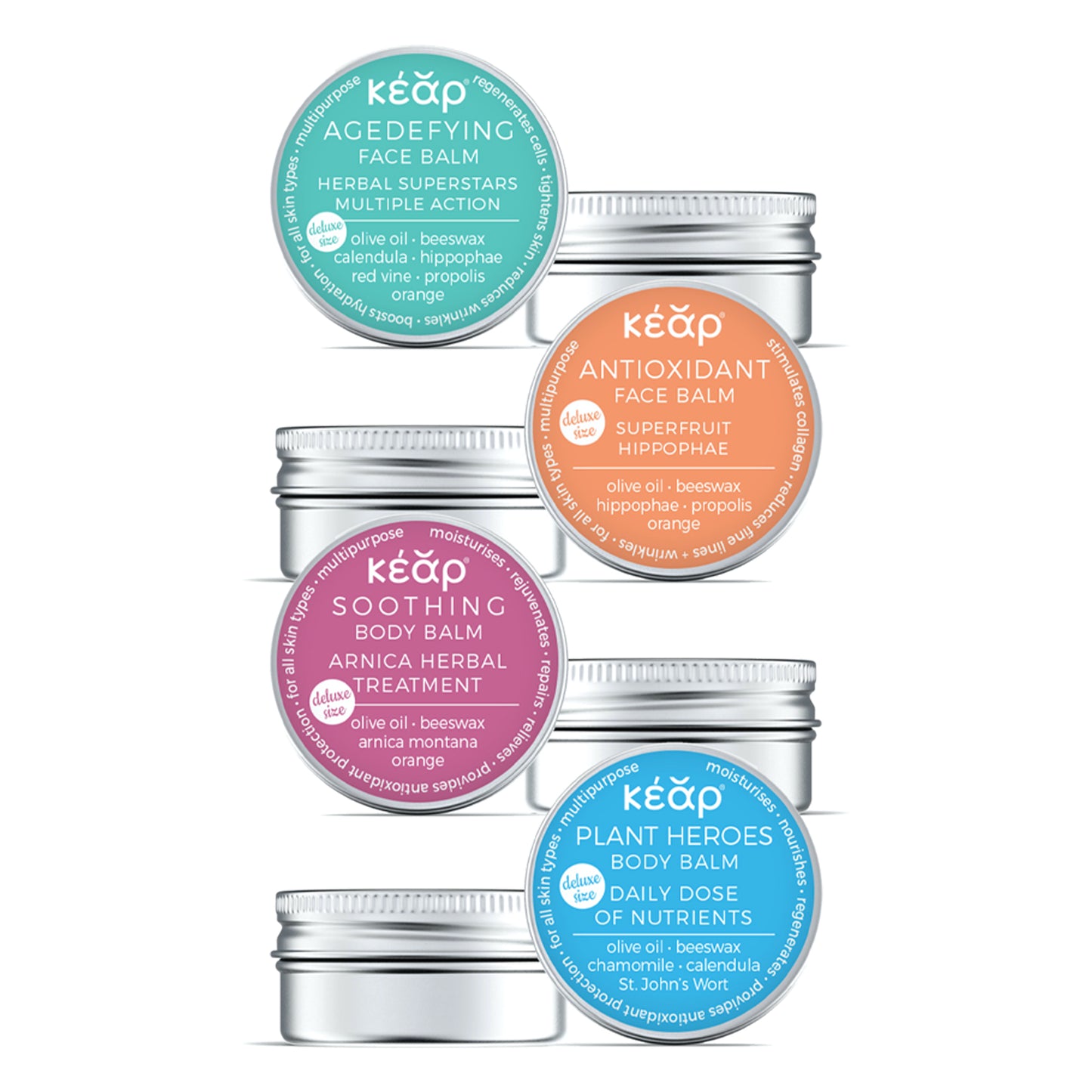 Kear Mini Balm Collection: Travel-Sized Skincare Bliss, Pack Of Four