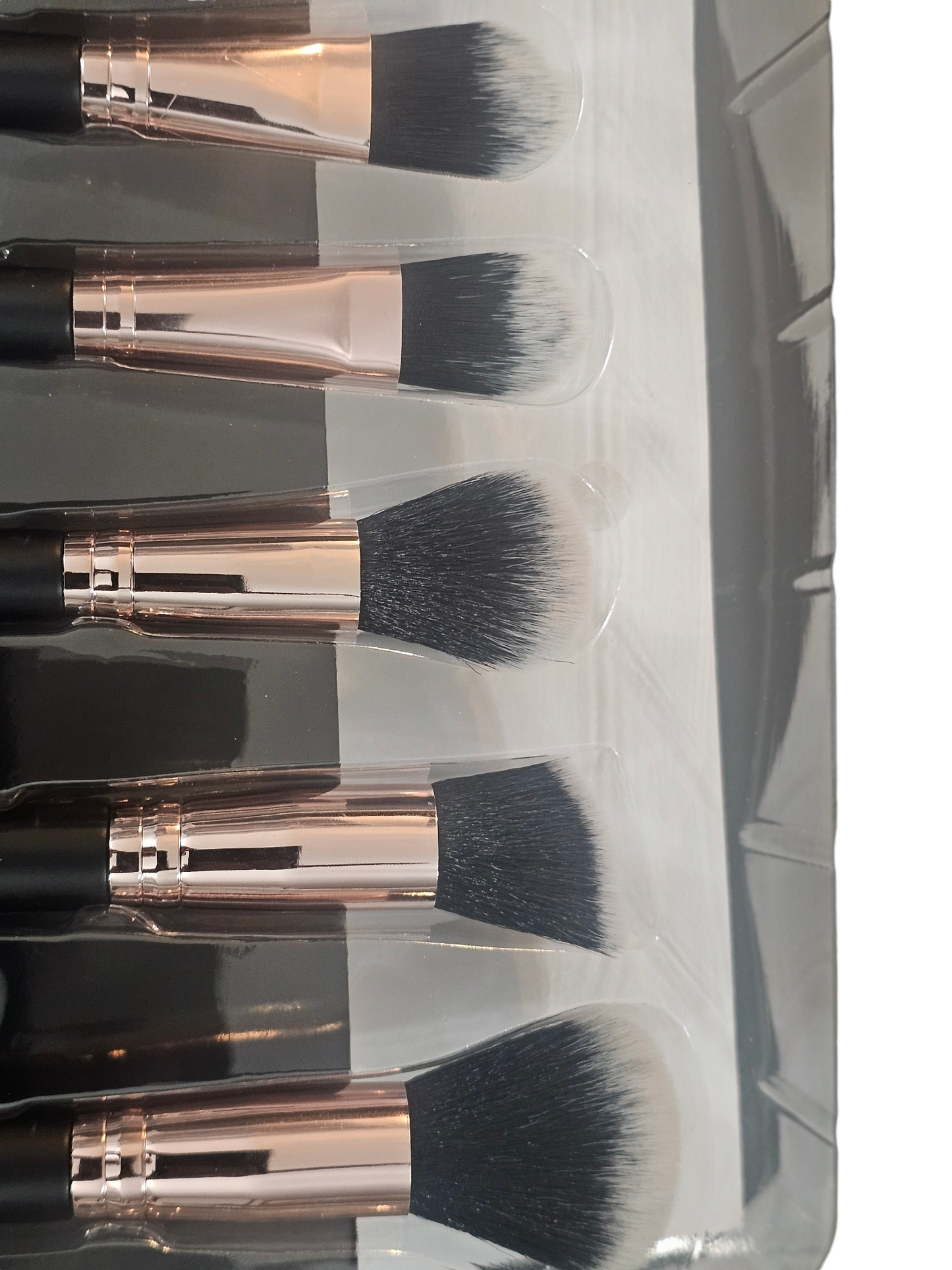 10-Pack Black Handle and Rose Gold Makeup Applicator Brush Beauty Set