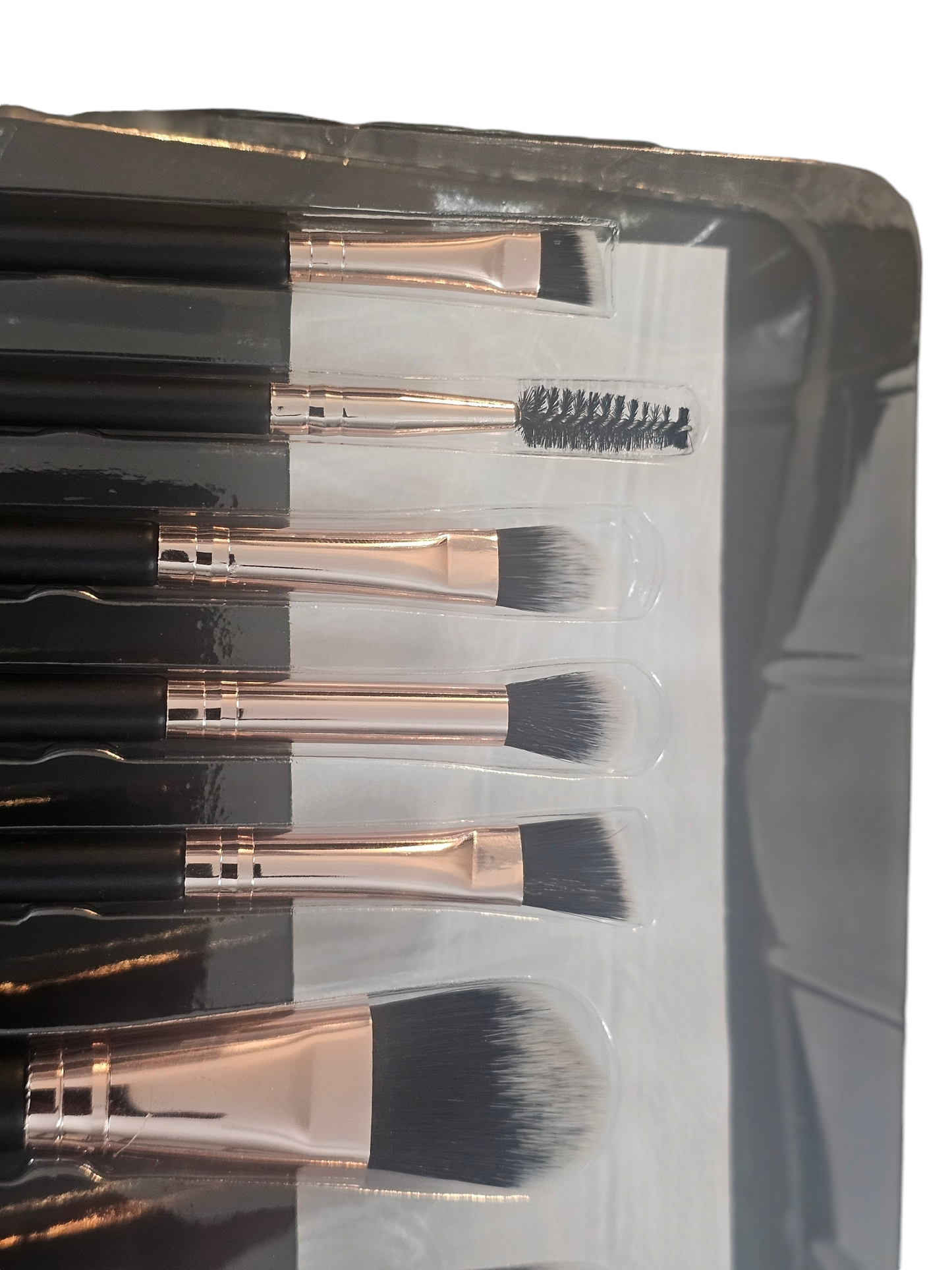 10-Pack Black Handle and Rose Gold Makeup Applicator Brush Beauty Set